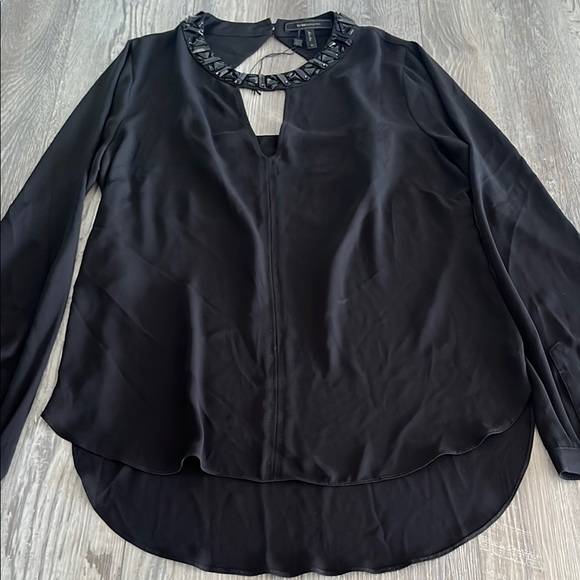 BCBGMaxAzria Black Embellished Cut Out Blouse - Picture 1 of 6